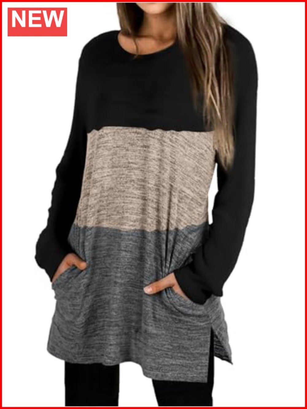 Women's Oversized Long Sleeve Sweatshirt with Pocket, Tunic Top